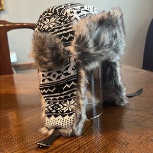 Big Buddha Gray Patterned Faux Fur Kids Hat